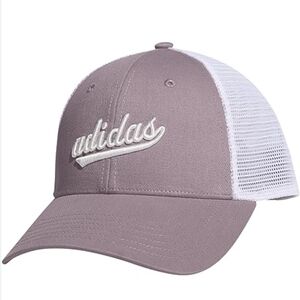* Adidas Women's Mesh Aeroready Adjustable Snap Fit Trucker Cap Hat Purple/White